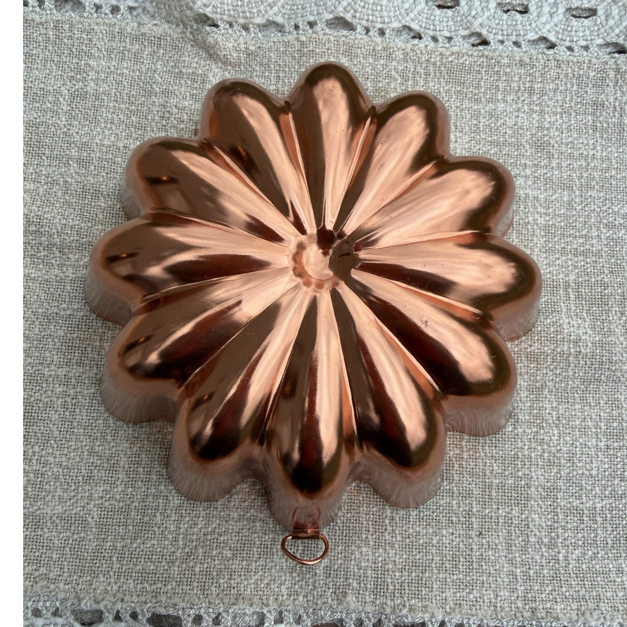 Vintage Copper Flower Mold Cake Pan 9in 4-Cup 1950s Hand Wash Only