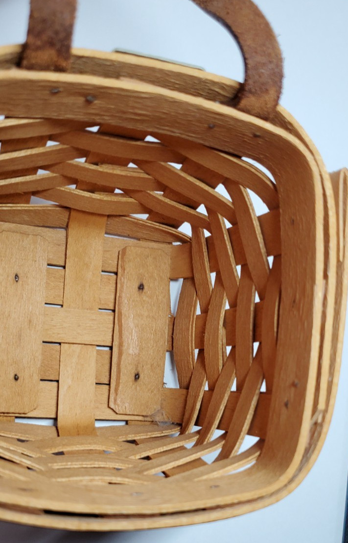 Longaberger Small Basket Chives Booking 4 x 4 x 4 inch Single Leather Hang Loop