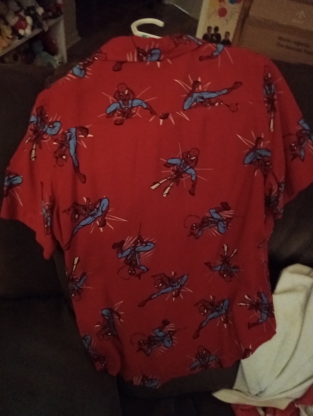 Marvel Spider-man Spiderman Button Down Shirt Unisex Child Medium Shirt Light