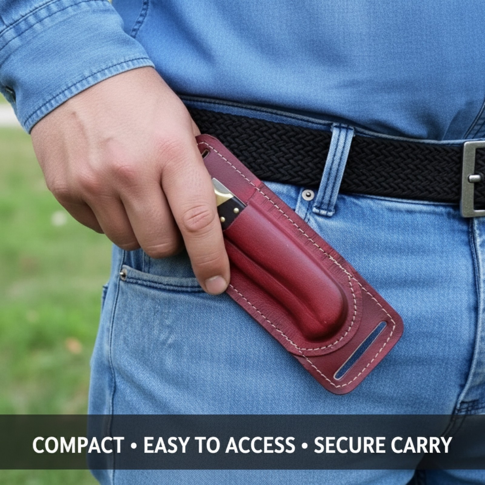 Custom Leather Horizontal Sheath for Buck 110 Folding Hunter Knife Brown EDC