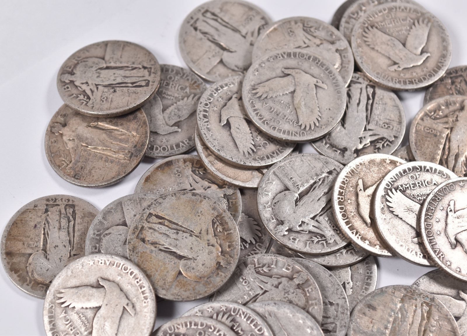 1925-1930 Average Circ Standing Liberty Quarter Random 5 pieces