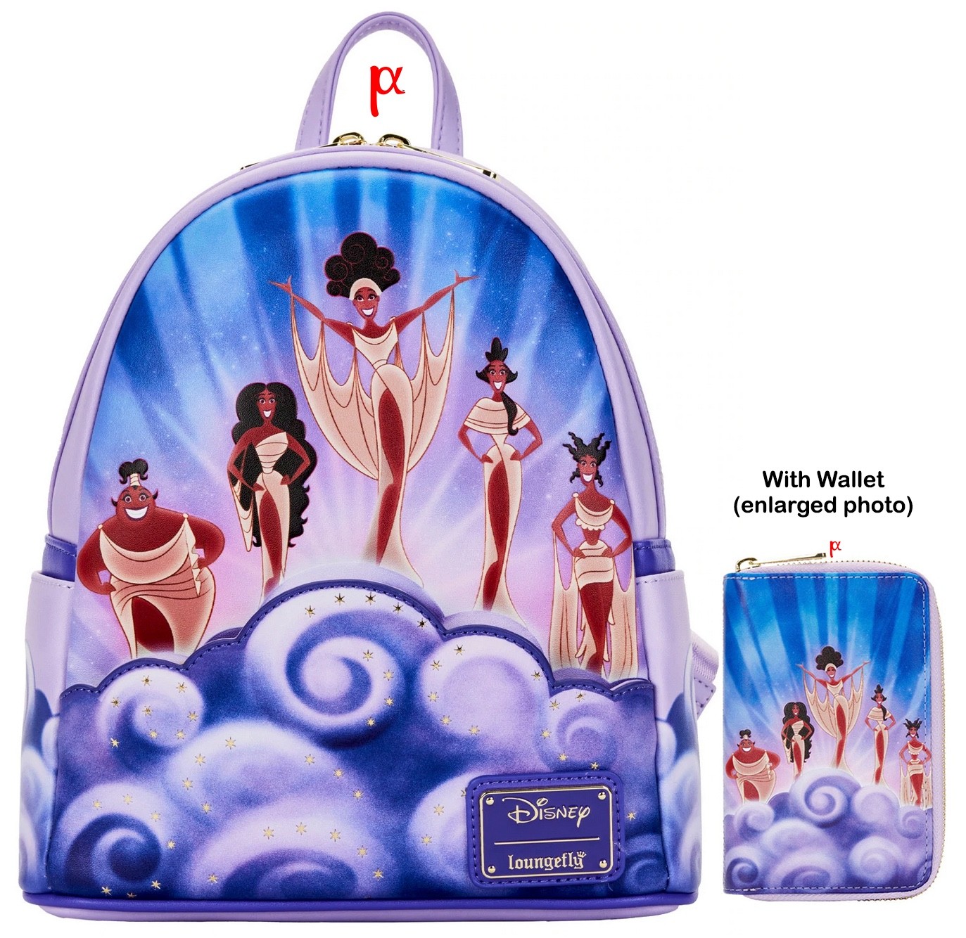Loungefly Disney Hercules Muses Clouds Mini Backpack and Wallet