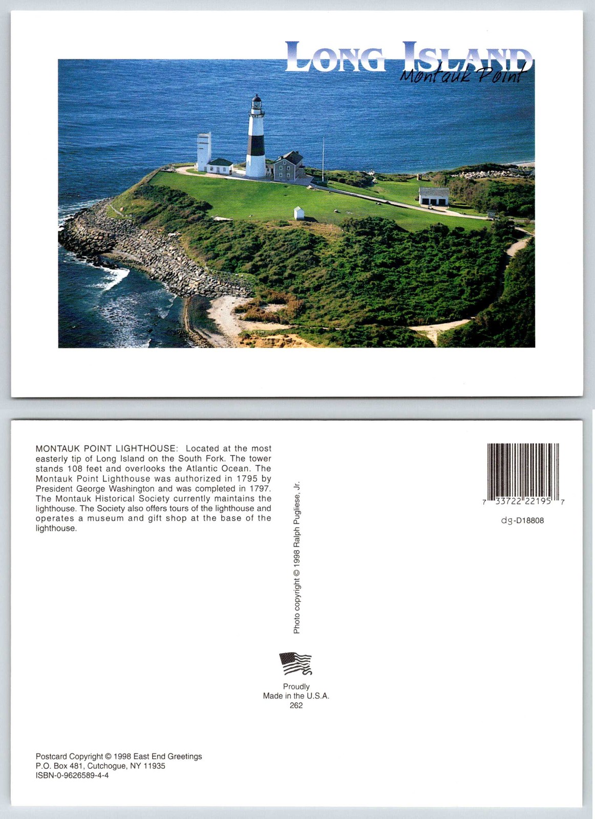 Long Island New York Montauk Point Lighthouse Postcard AO433
