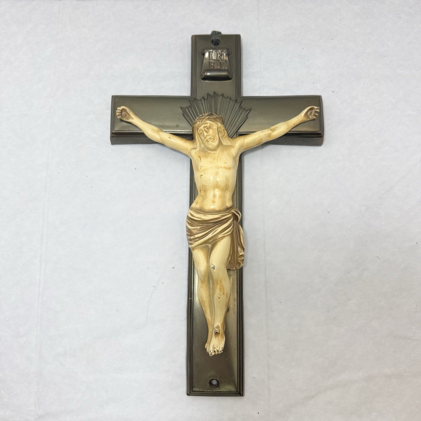 Antique Metal Crucifix Cross International Catholic Hardware ICH Co USA Heavy