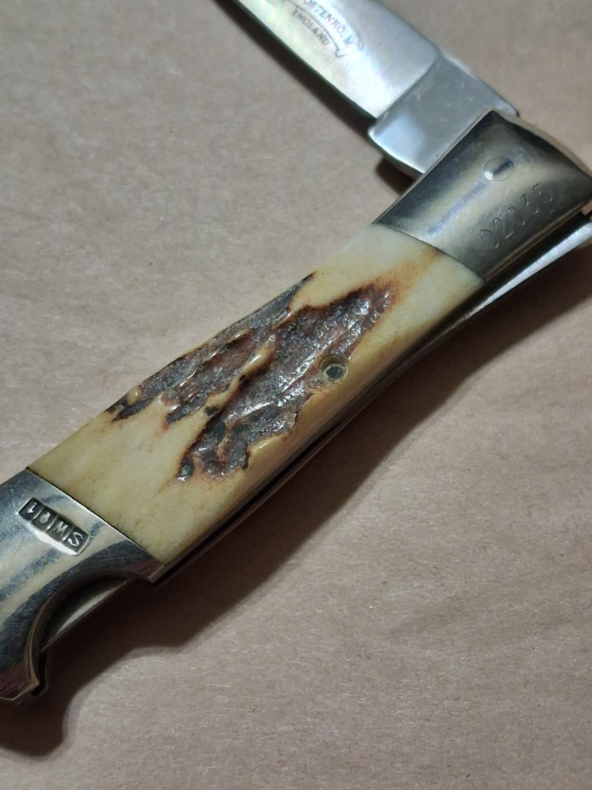 Vintage Schrade IXL, Bone Lockback with Sheath, Unused, Stag Knife, Schrade Stag