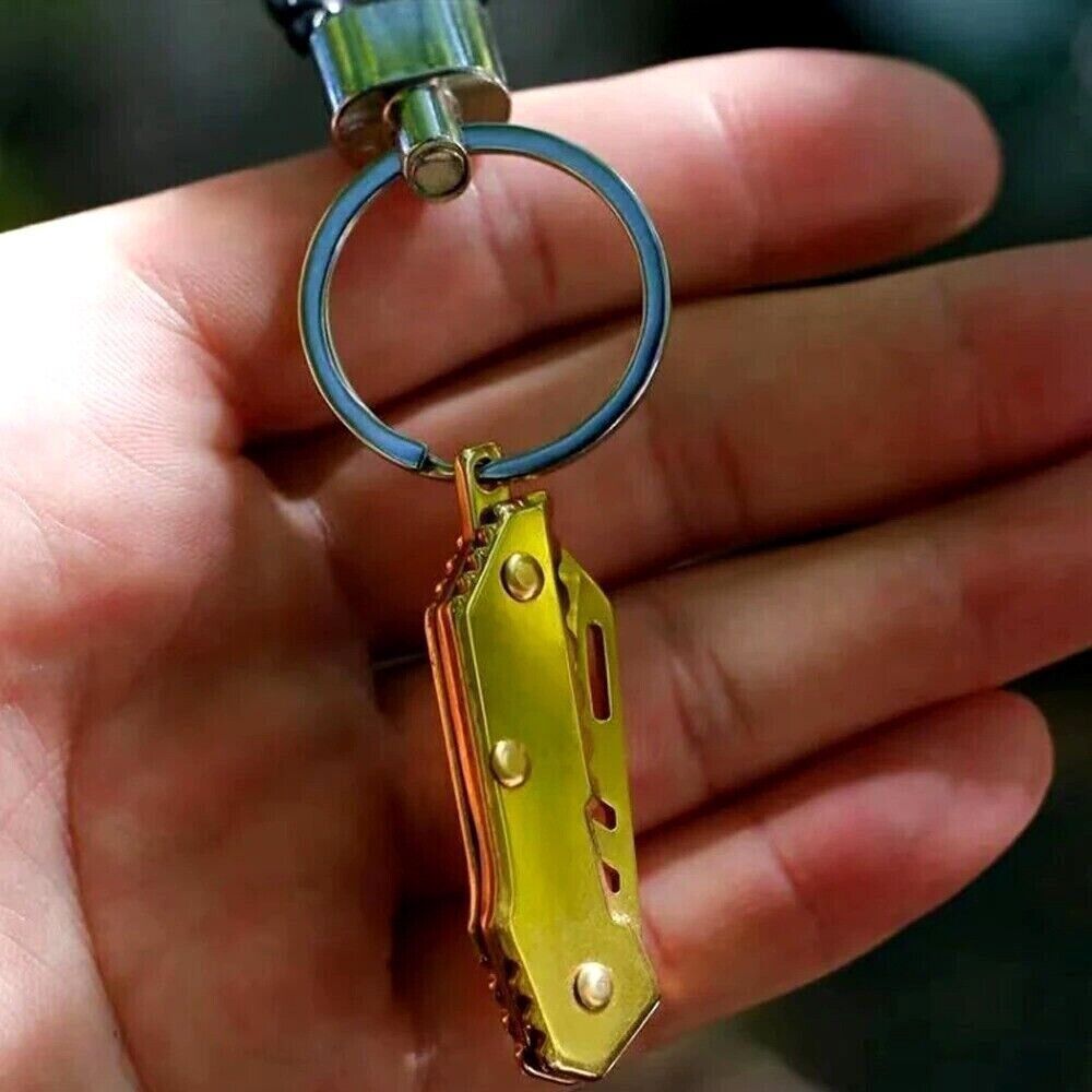 Mini Wharncliffe Folding Knife Survival Pocket Key Chain Camping