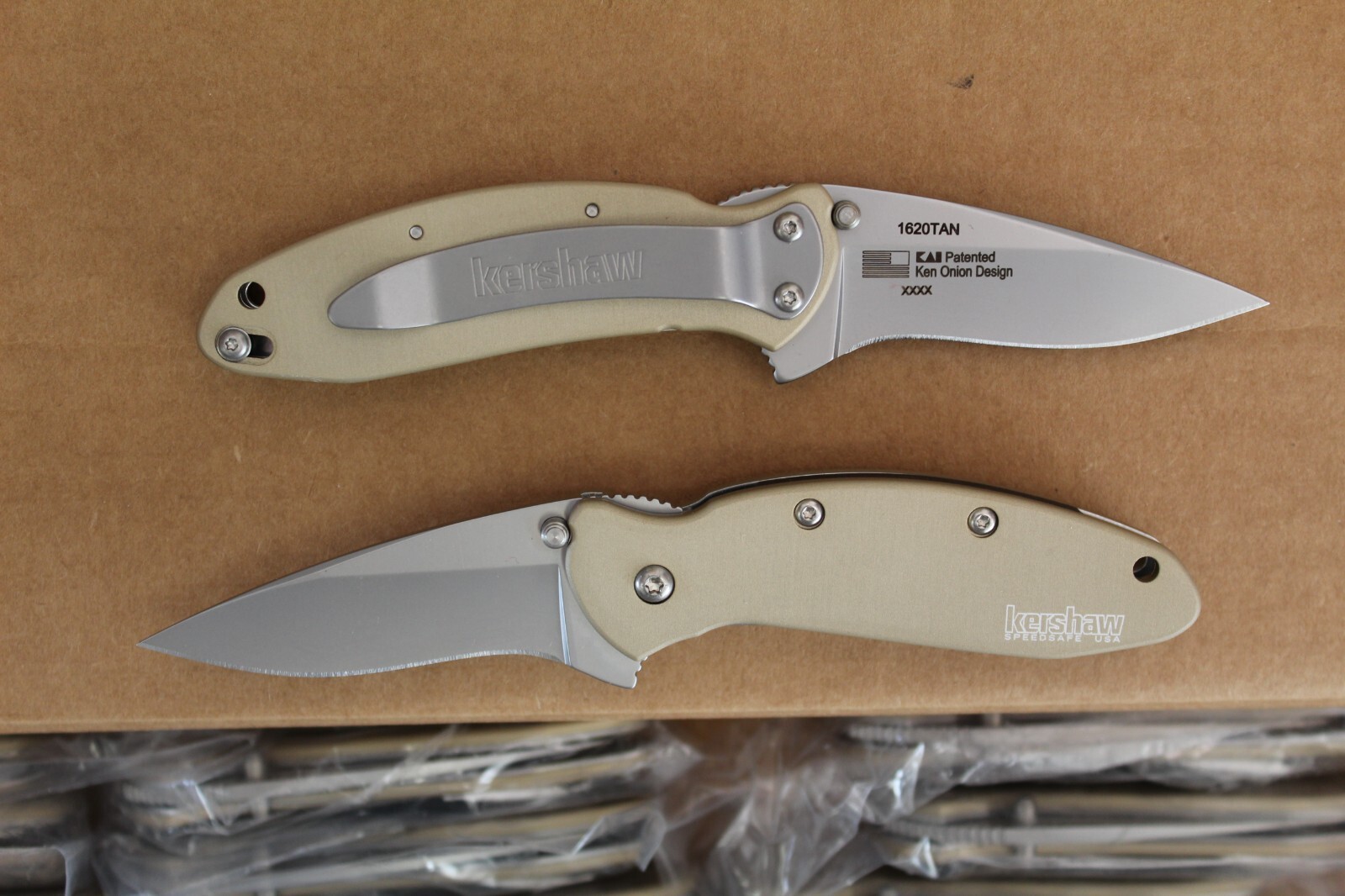 Kershaw Tan Scallion, 1620TAN Factory 2nd, Brand New Blem, Limited, Discontinued