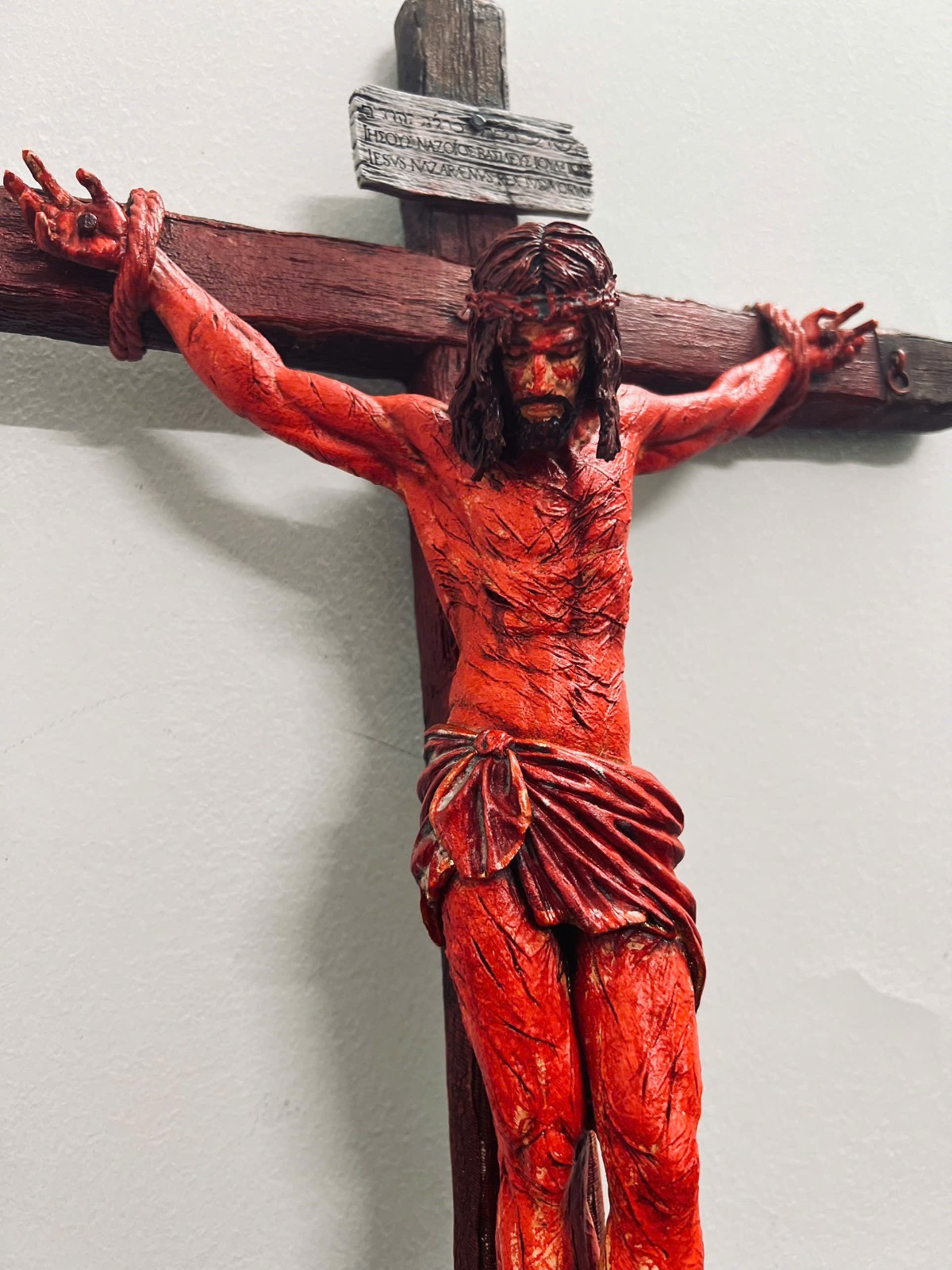 21.5″ Jesus Crucifix Cross Hand-Painted Catholic Passion of Christ Statue