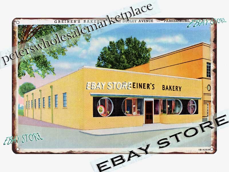 1941 Greiners Bakery Parkersburg West Virginia storefront Tin Sign indoor wall