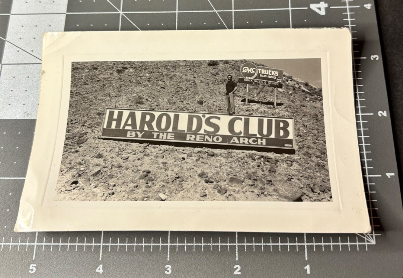 1950 Harold’s Club CASINO Road SIGN GMC Car Dealer RENO Nevada NV Vintage PHOTO