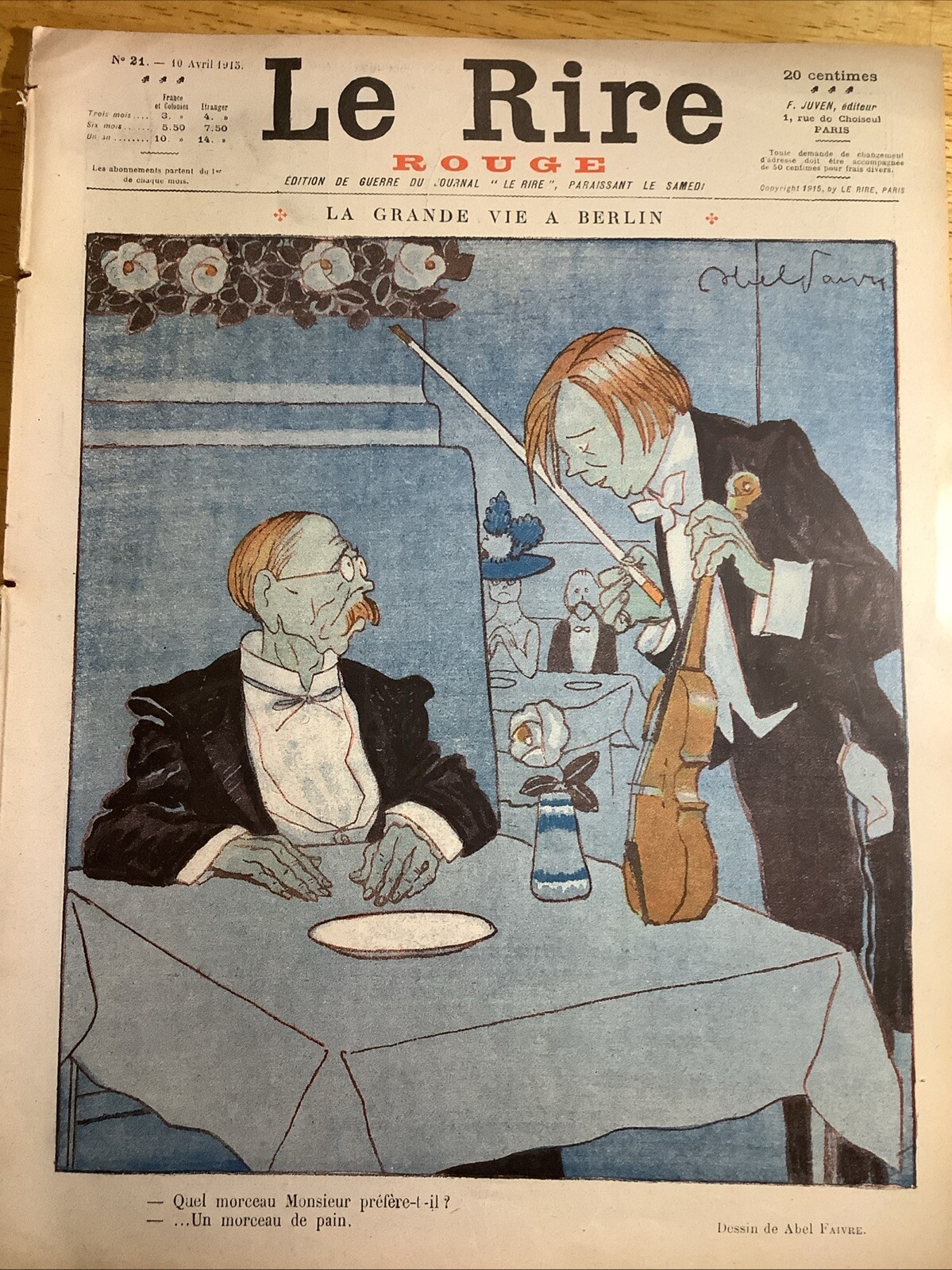 1915 LE RIRE WWI MAGAZINE WITH NOTED ARTISTS ~ DADA & IMPRESSIONISM ART PERIODS