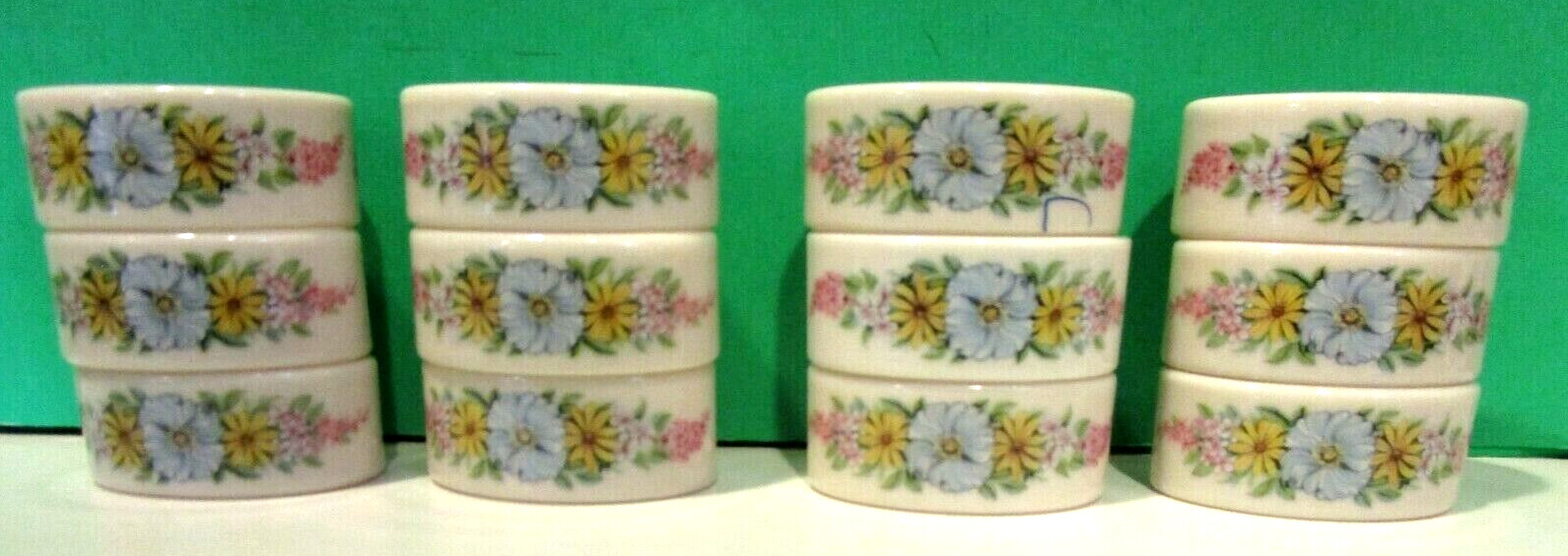 LENOX 12 CONSTITUTION FLOWER PATTERN NAPKIN RINGS — Mint — New — USA – NO BOX