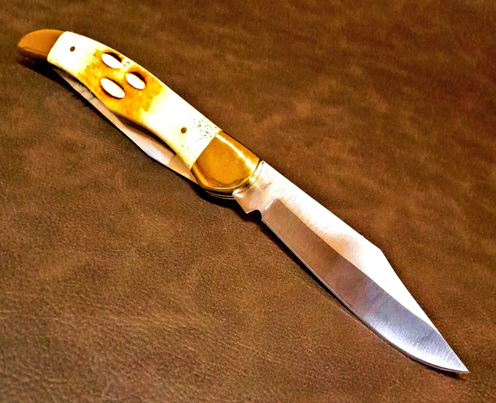 5″ Copperhead Large 2 Blade Bone Hunter EDC Folding Pocket Knife w/LH Sheath