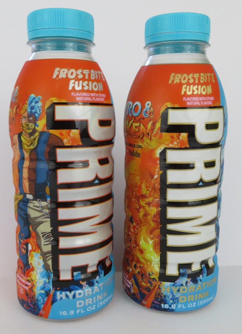 LOT OF 2 NEW Prime Hydration Frostbite Fusion Kyro & Luken RARE Bottle Drinks