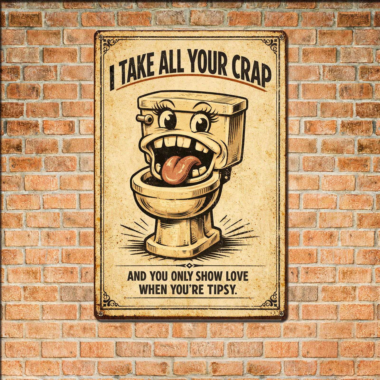 Funny Toilet Humorous Wall Art Aluminum Sign 8×12 Bathroom Tin Metal Decor