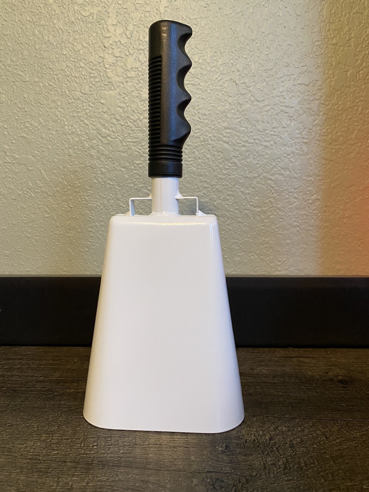 New Large Sporting Event Metal 11″ White Cowbell w/ Rubber Grip Handle Cow Bell