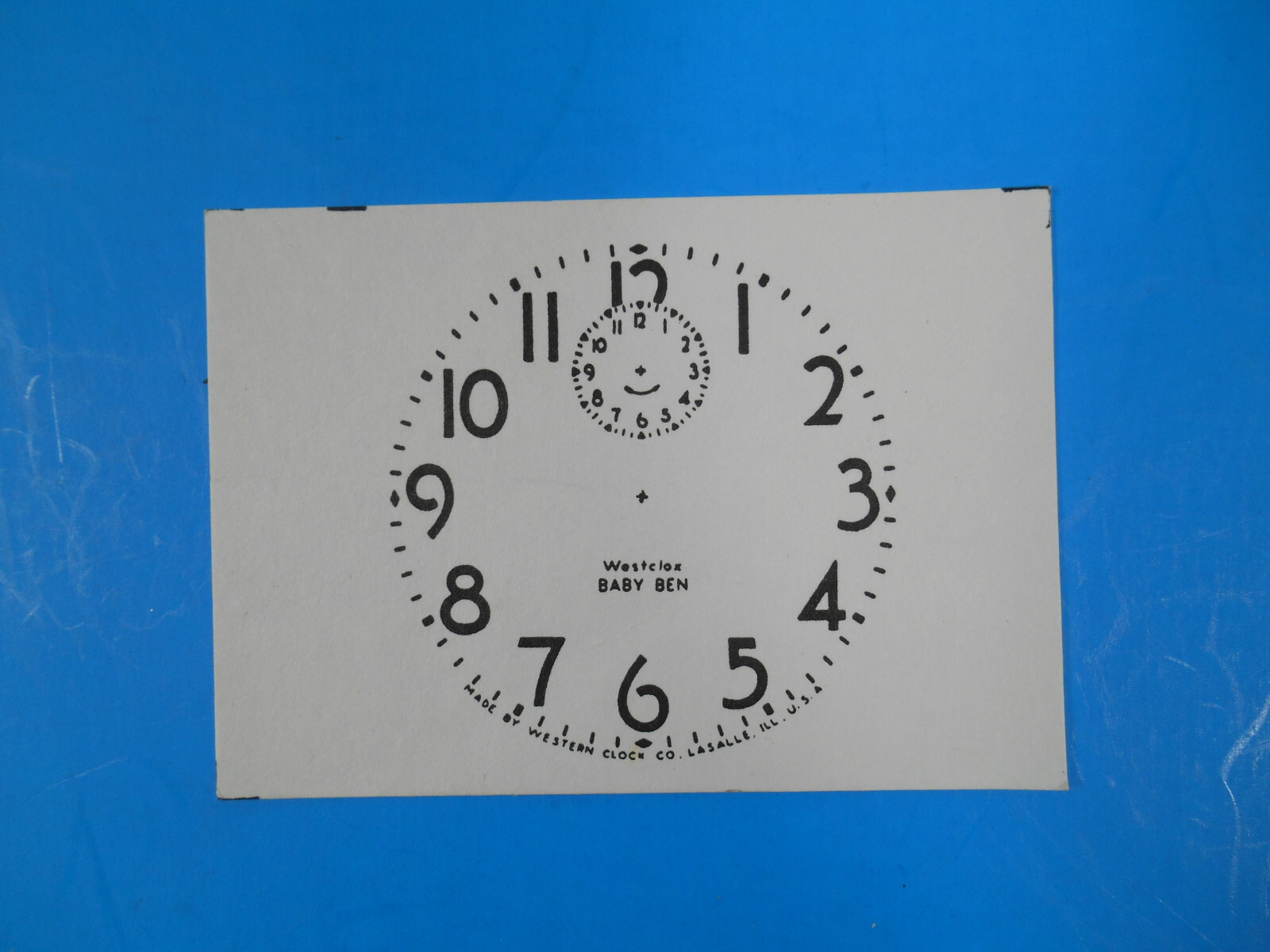 Replacement Clock Face Paper Card Stock Matte White Westclox Baby Ben