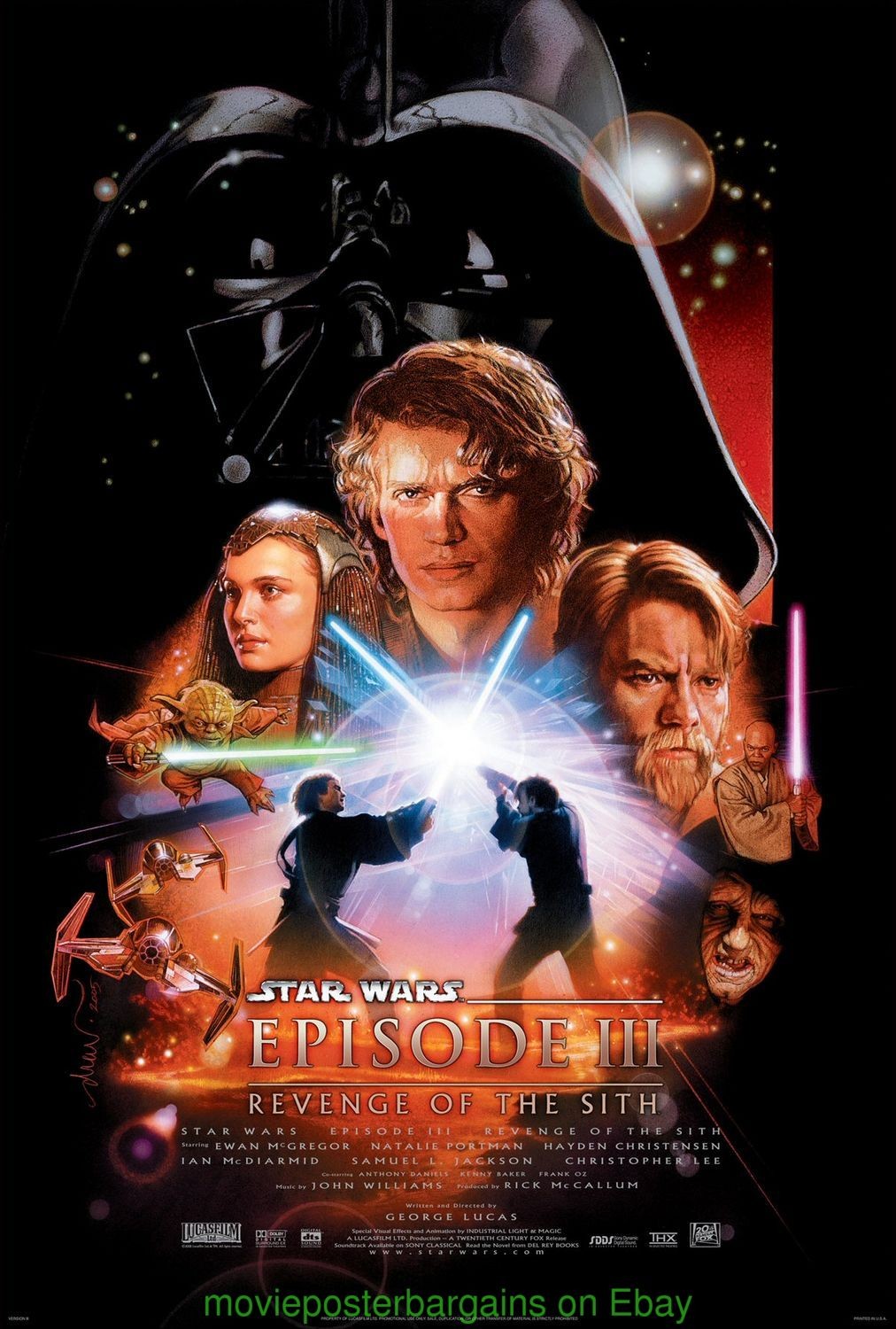 REVENGE OF THE SITH MOVIE POSTER Original DS 27×40 STAR WARS Natalie Portman