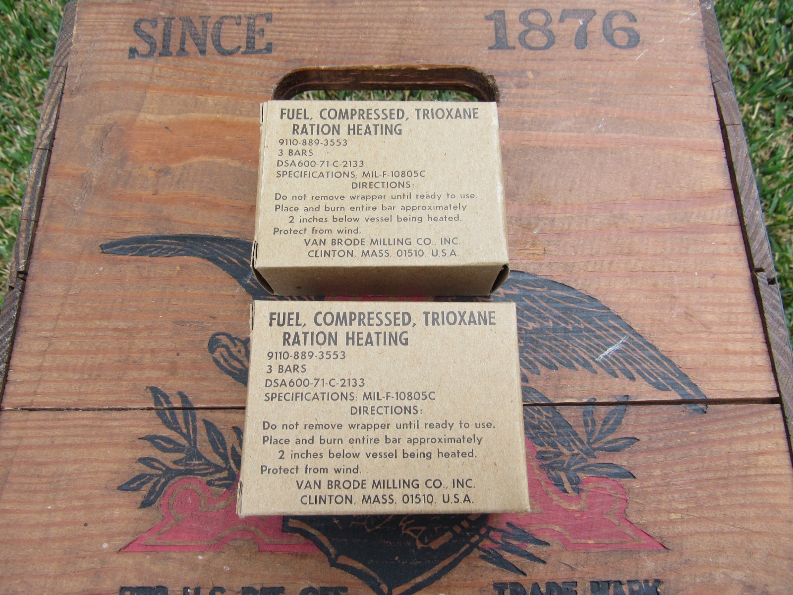 Vintage Trioxane Military Issue Compressed Fuel Bar 2 Per Box – 2 Boxes (4 Bars)