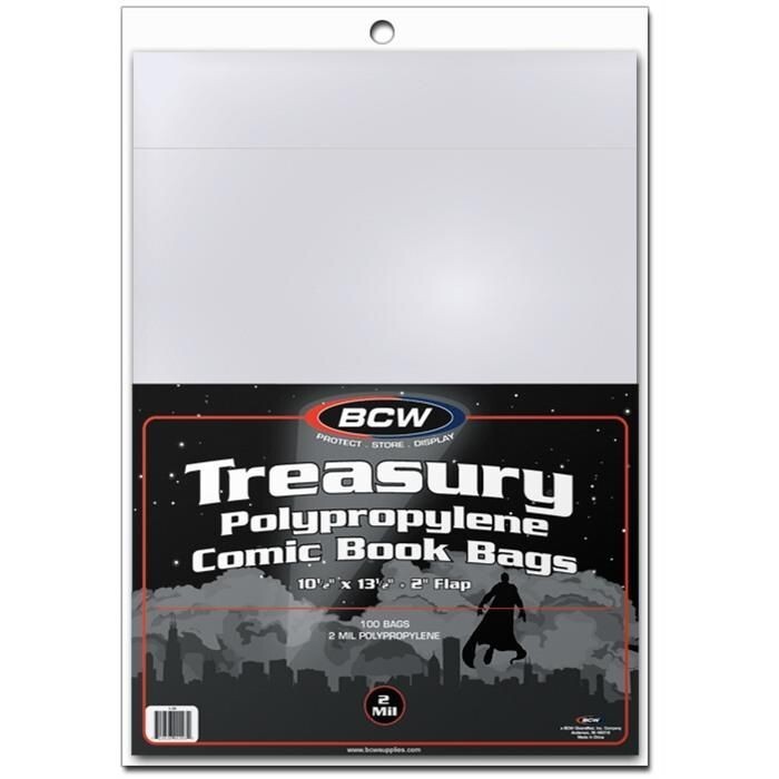 100 – BCW 2-Mil Treasury Resealable Acid Free Bags- 10 1/2 ” x 13 1/2″