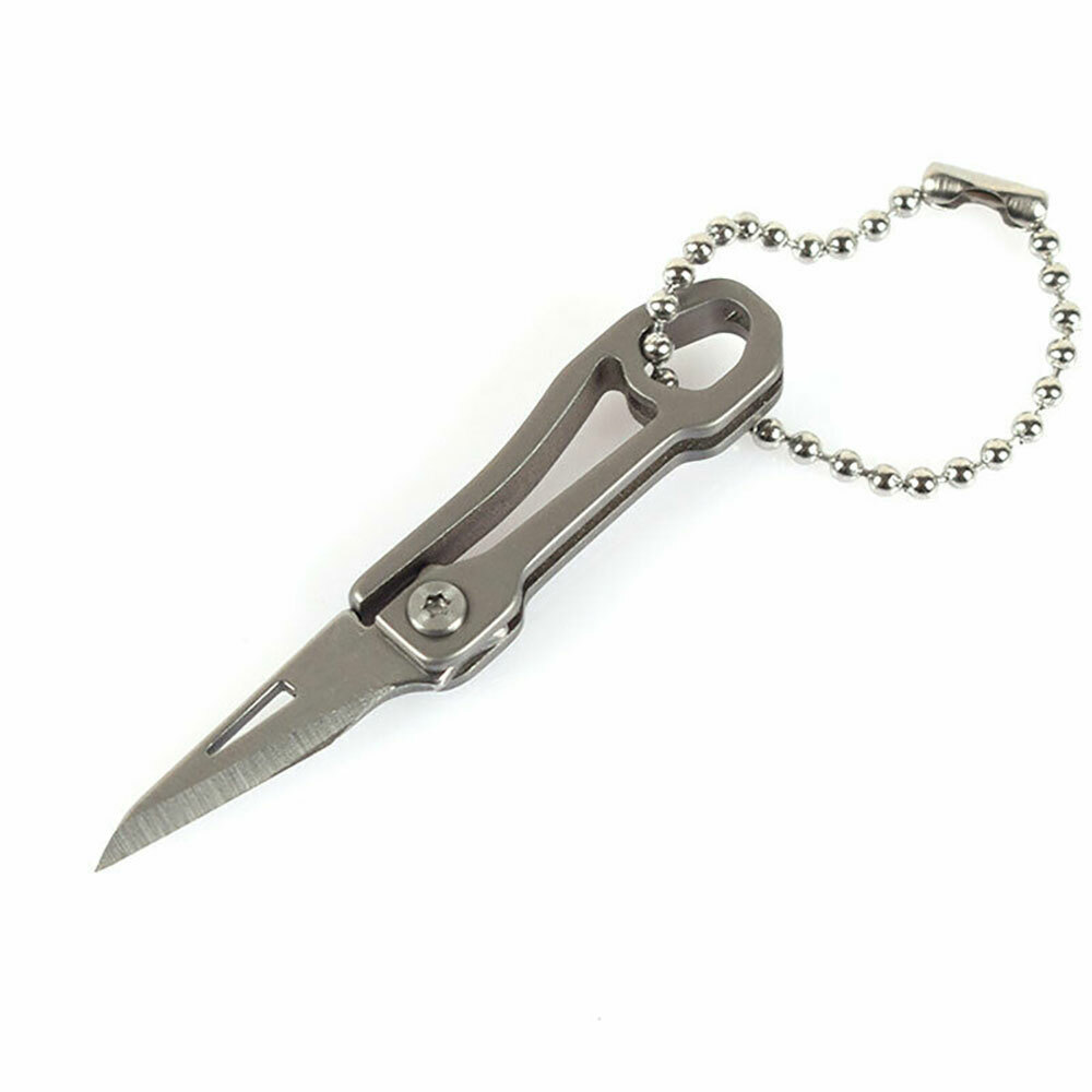 Small Mini TC4 Titanium Folding Pocket Knife Keychain Blade Outdoor Survival