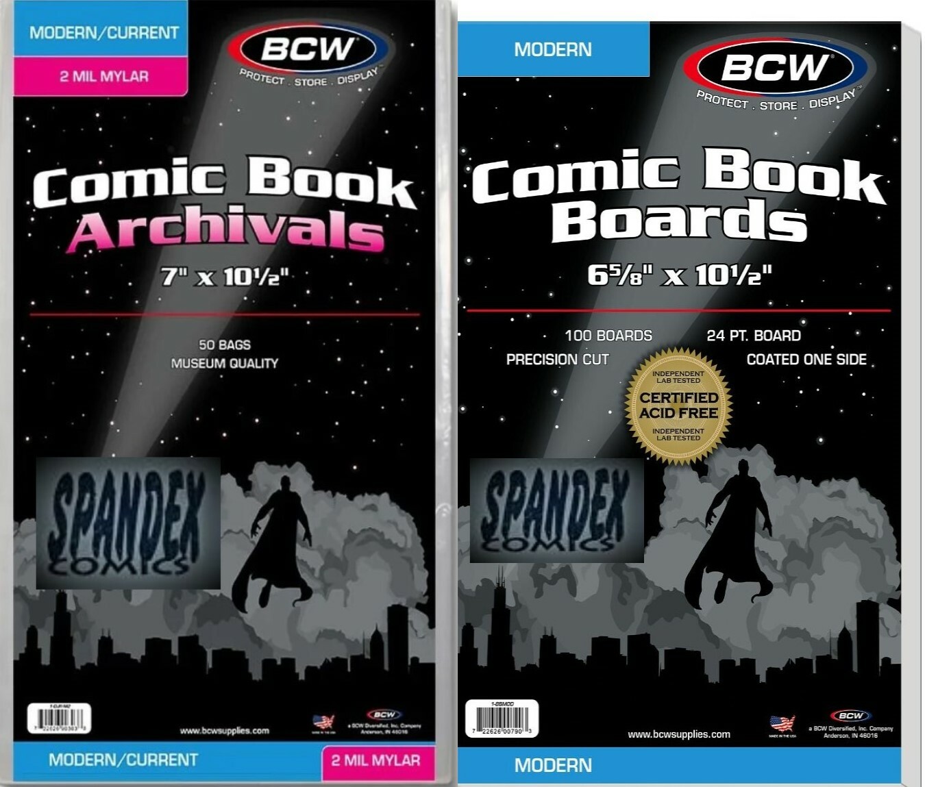 100 BCW Current Modern 2-Mil Mylar Archival’s Comic Bags +100 BCW Modern Boards