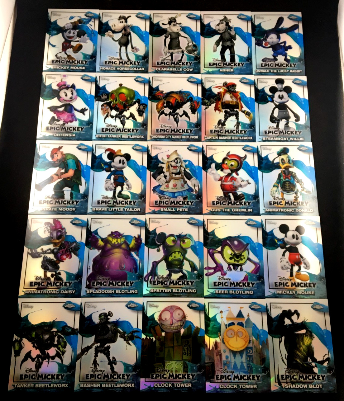 25 Card COMPLETE SET 2026 Topps Disney Neon CHROME EPIC MICKEY SP EM-1 to EM-25
