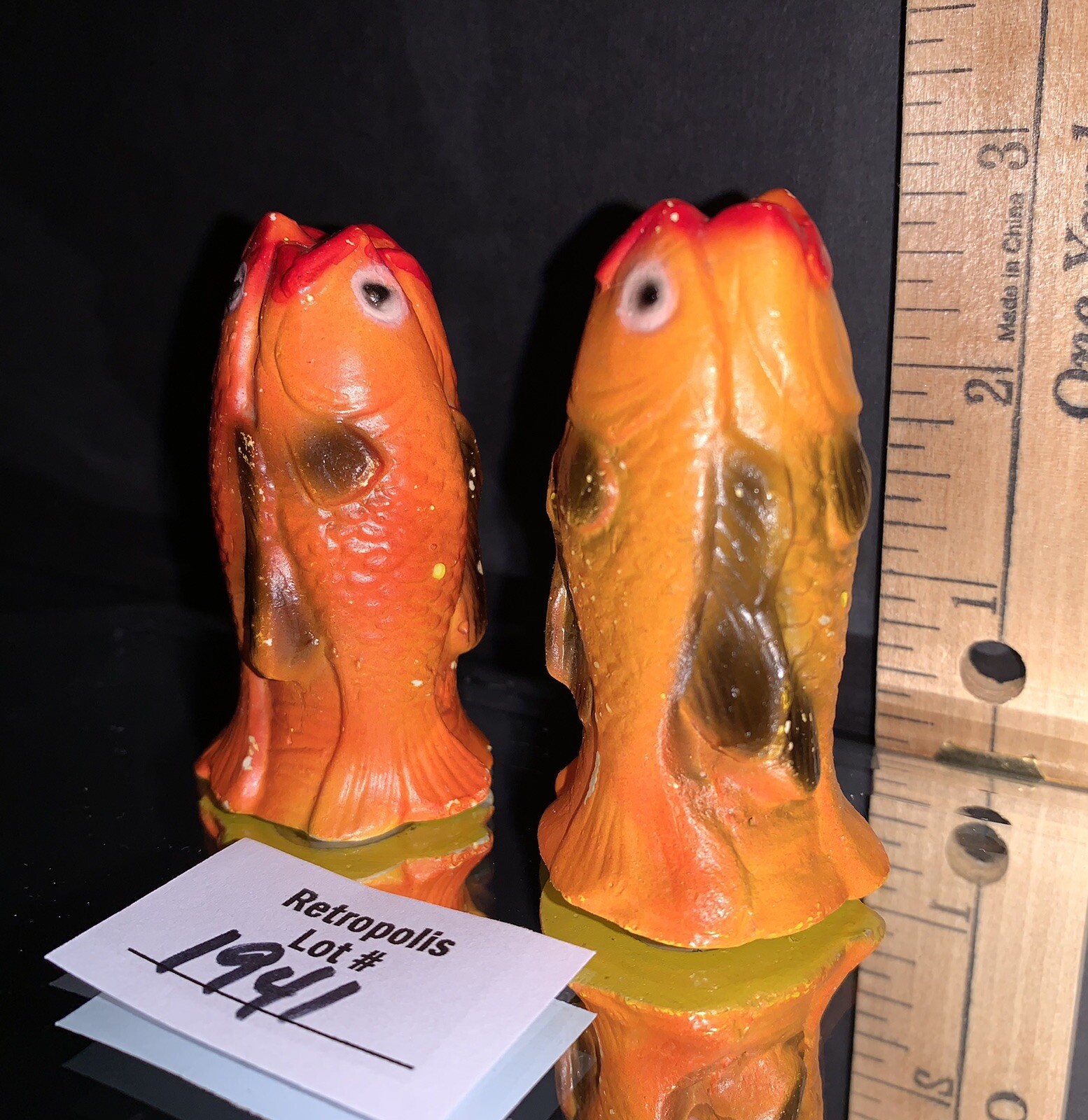 Chalkware FISH Salt & Pepper Shaker Set Vintage