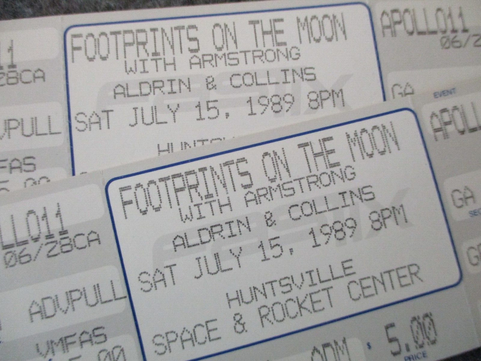 1989 NASA APOLLO 11 20TH ANNV ASTRONAUT FOOTPRINTS ON MOON UNUSED FULL TICKETS-2