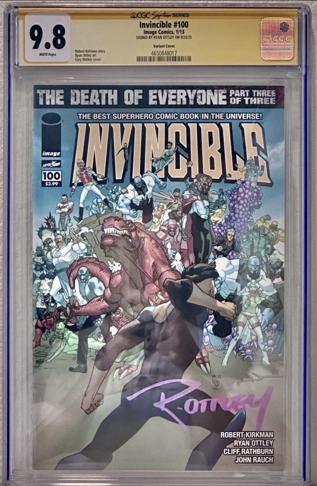 INVINCIBLE #100 CGC 9.8 SS SIGNED BY RYAN OTTLEY “SEE PICTURES”