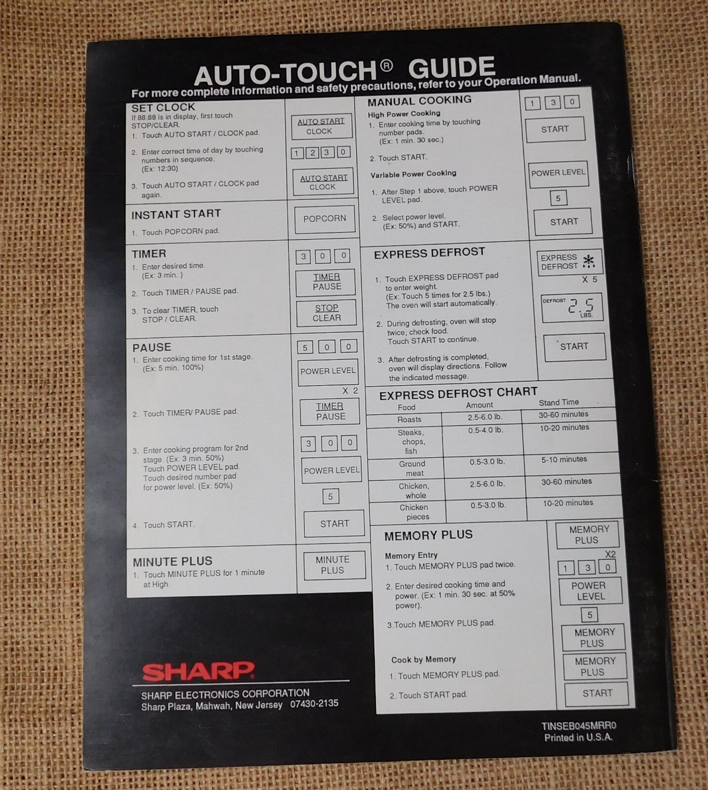 VTG Sharp Carousel II Microwave Instruction Recipes Booklet 1980’s