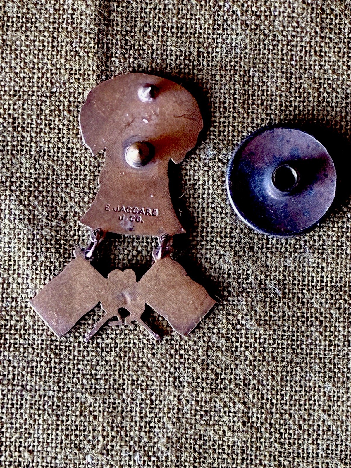 5~FRATERNAL GROUP ITEMS: E. JACCARD J. CO. PIN; AM. LEG.,PHONE PIN; CIVITAN & NA
