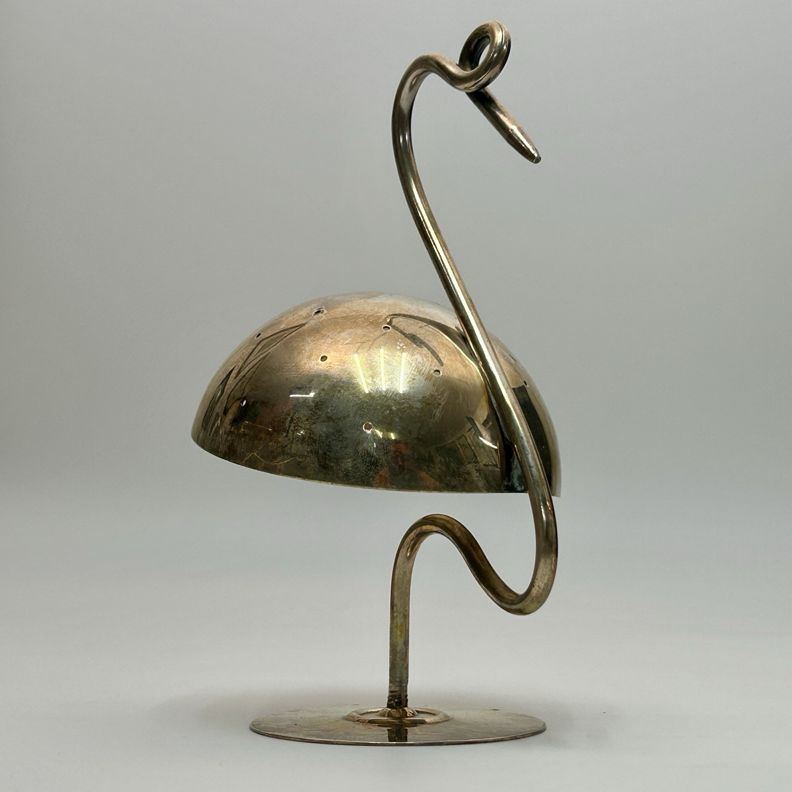Napier Silverplate Swan Flamingo Toothpick Appetizer Holder Art Deco 40s VTG