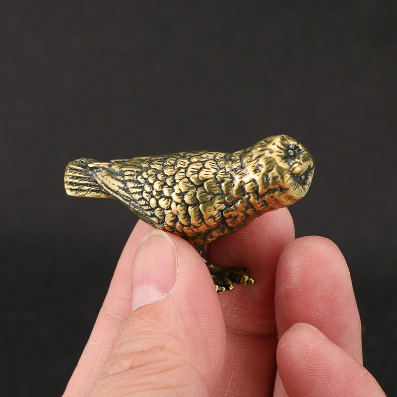 Solid Brass Owl Figurine Small Statue Home Ornament Animal Figurines Gift New