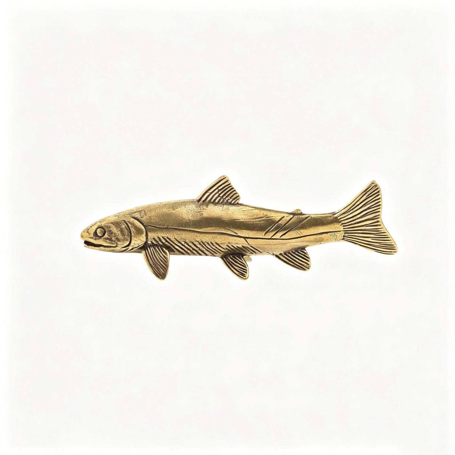 Vintage Solid Brass Pacific Salmon Statue Figurine Collectible