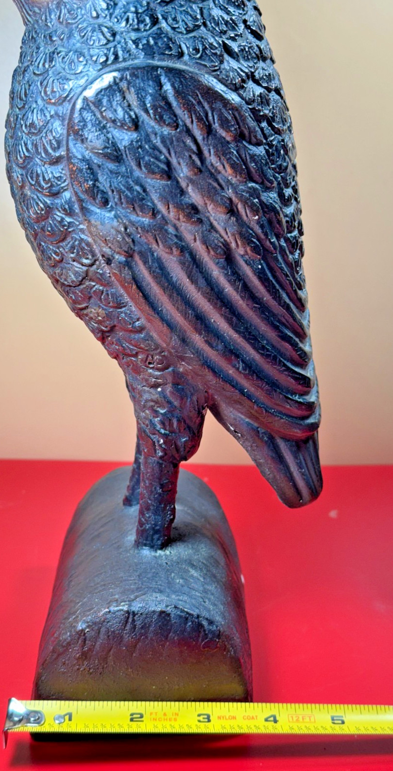Tall, Vintage, Very Detailed One Piece, Owl Figure, Appears to be Molded Resin