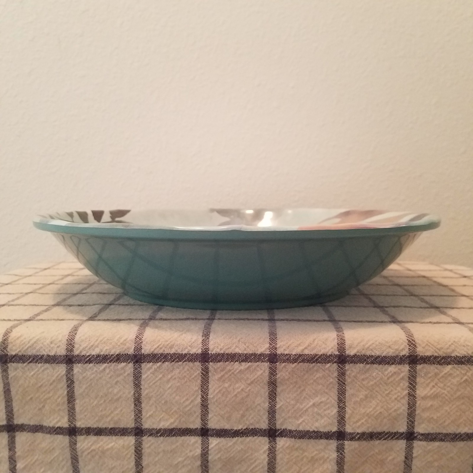 Cravings Chrissy Teigen Bowl Melamine Blue Tropical Large Serving Salad 12”