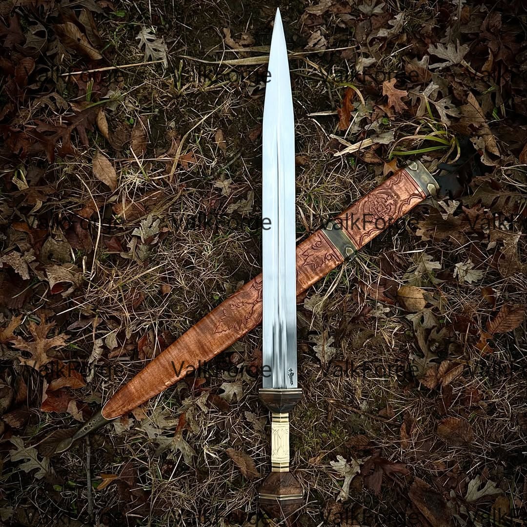 Hand-Forged Carbon Steel Roman Gladius Sword: Holly Wood & Turkish Walnut Handle