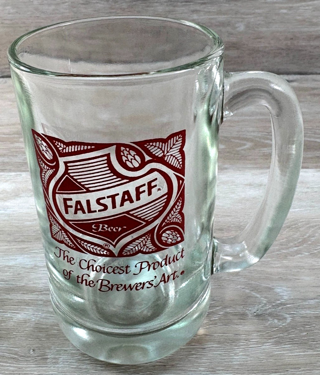 Vintage FALSTAFF Heavyweight Glass Beer Mug 8 ounces