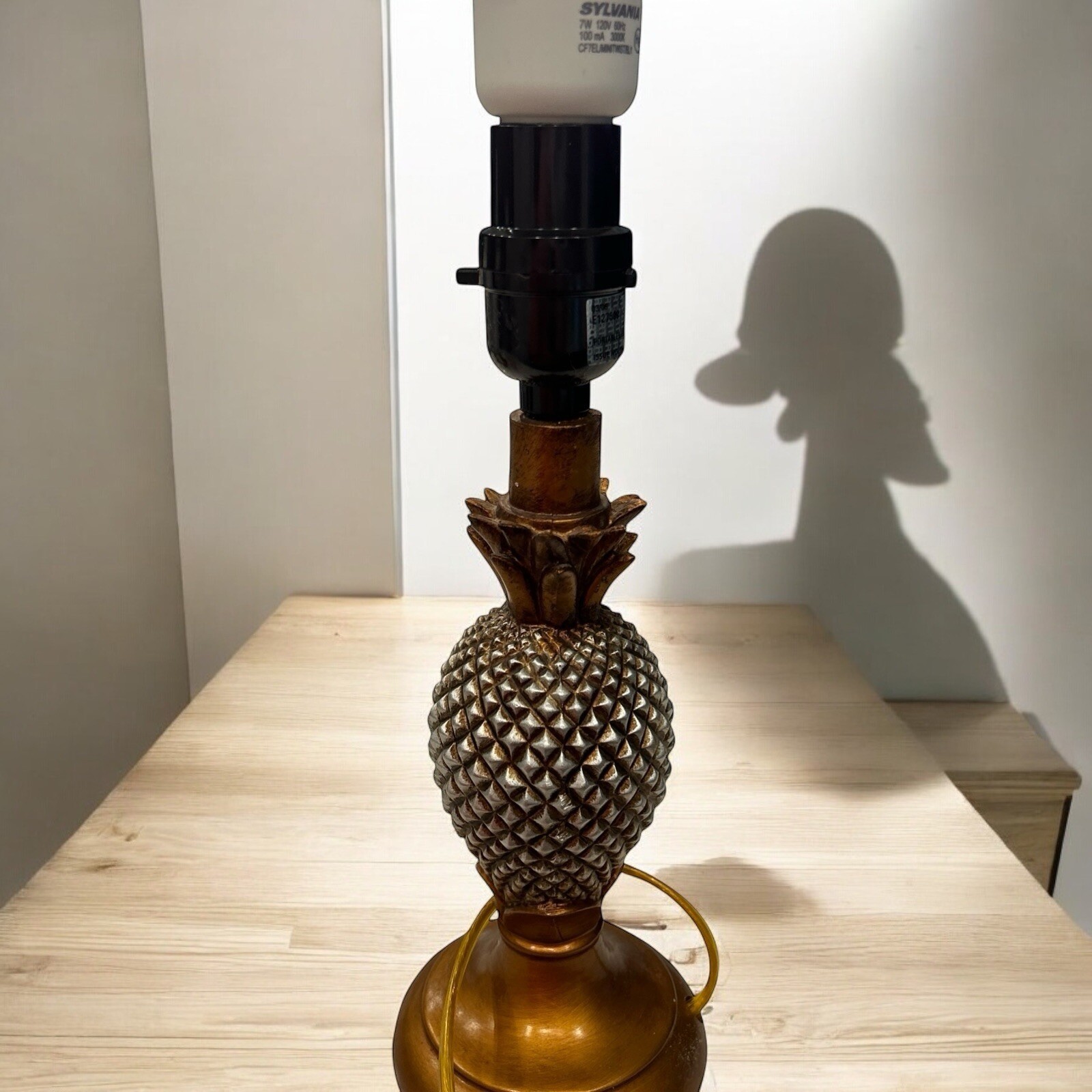 Accent Pineapple Lamp Boho MCM 11″ High Mid Century Tested And Working No Shade