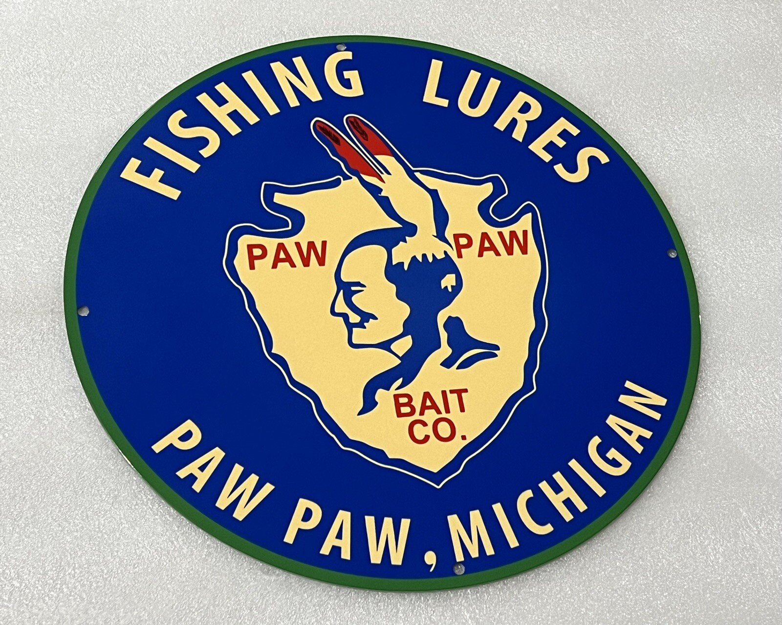 12in Paw Paw Fishing Lures bait Vintage Style Heavy Steel Metal Sign
