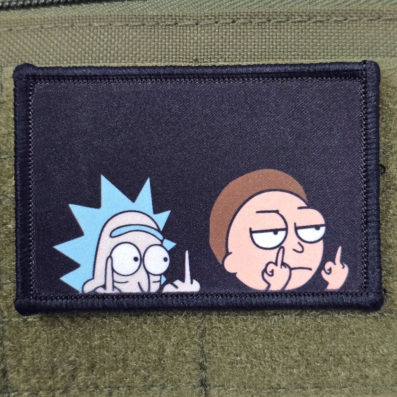 Middle Finger Patch Moral Tactical Meme Rick Army Morty USA Flag Hook & Loop 3×2
