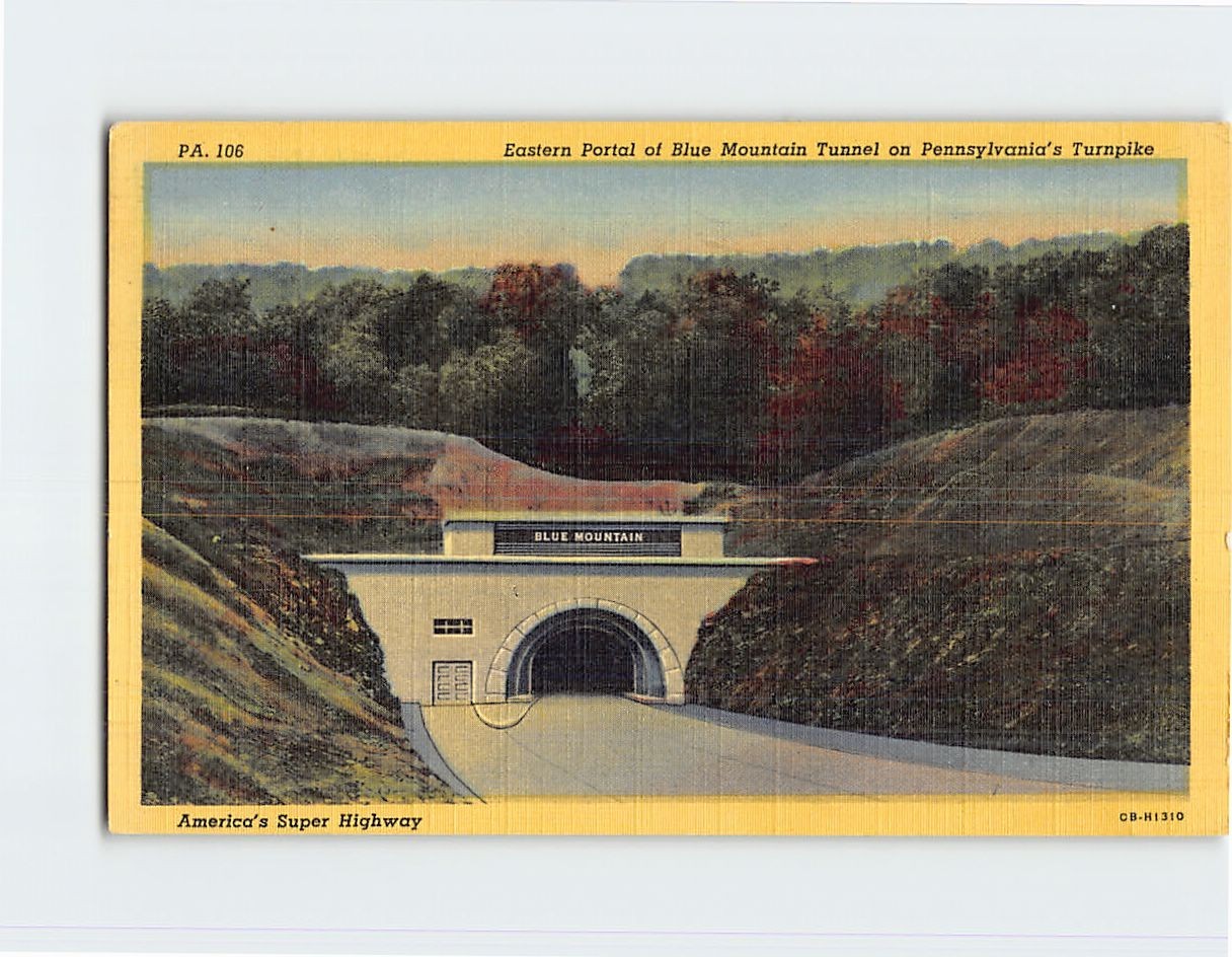 Postcard Eastern Portal of Blue Mountain Tunnel on Pennsylvania’s Turnpike USA