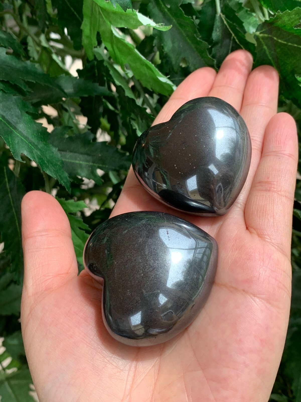 Large Hematite Heart, 1.75″ Hematite Puffy Heart, Hematite Palm Stone