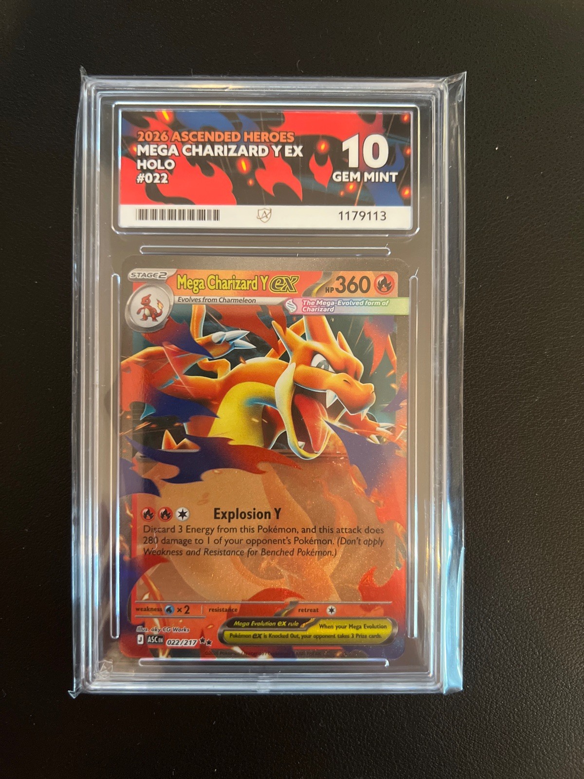 Pokémon Mega Charizard Y EX 022/217 Ascended Heroes ACE 10 PERFECT SUBGRADES