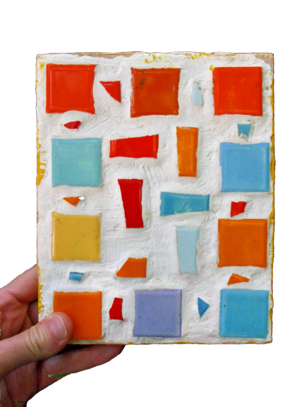 Vintage Original Tile Mosaic Pollock Picasso Era Abstract Art Cubism Plaster
