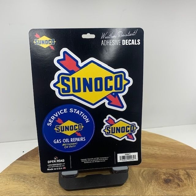 Sunoco Oil Gas Weather Resistant Adhesive Decals Made in USA 1 Sheet 3 Decals