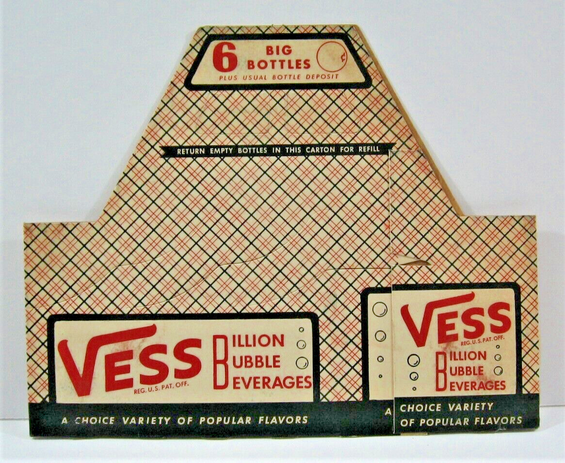 Vintage Vess Billion Bubble Soda Pop Bottle 6 Pk Carrier Carton Unused Old Stock
