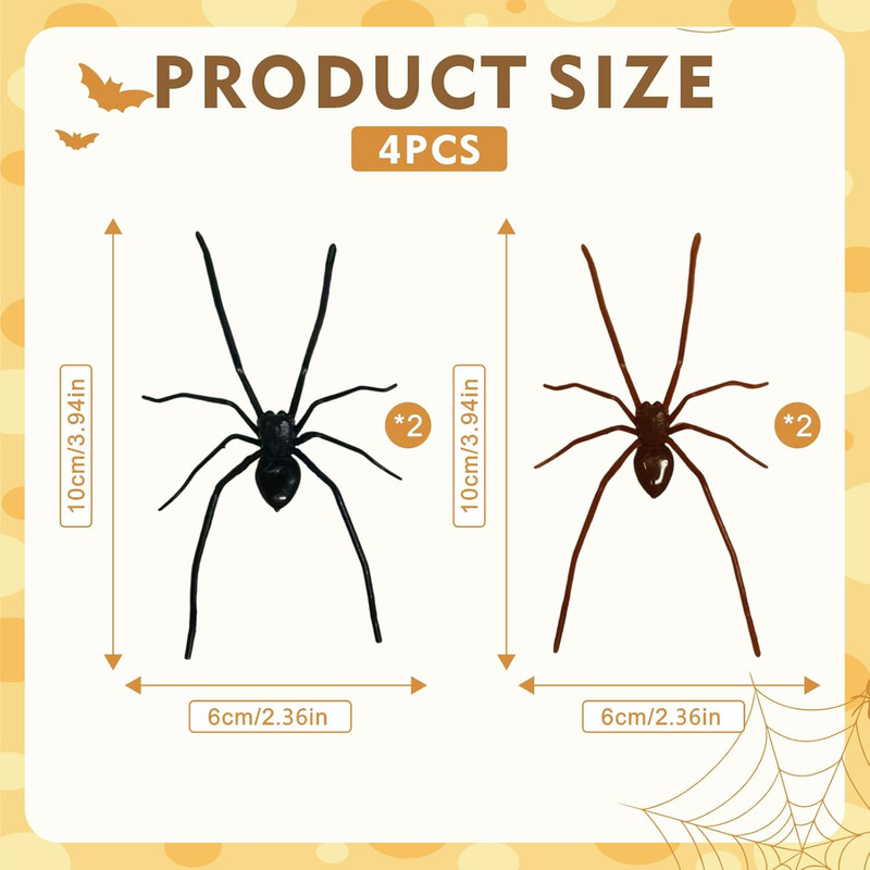 10PCS Fake Spider Fridge Magnets Halloween Prank Decor Realistic Black Brown Toy