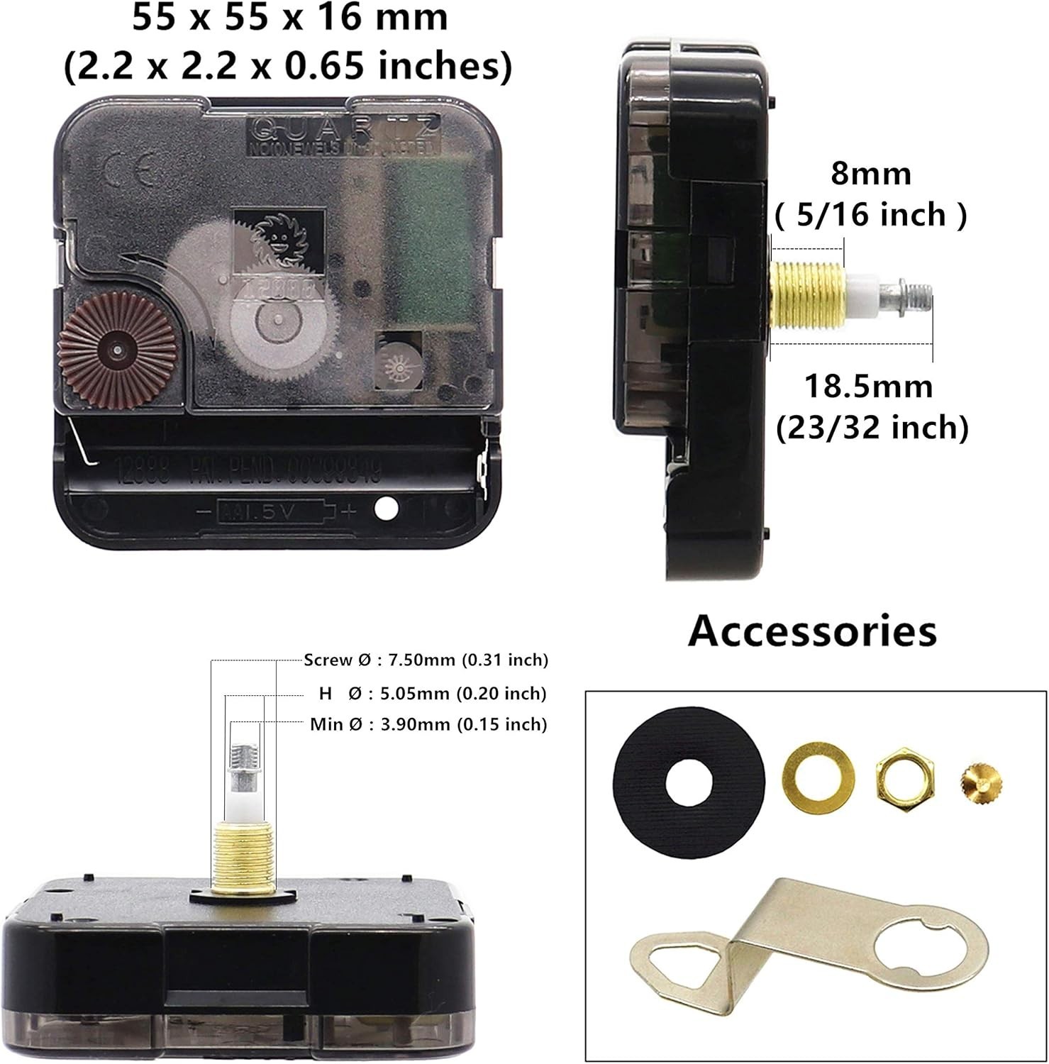 Analog Wall Clock Movement Replacement Parts – Long Spindle Design Included